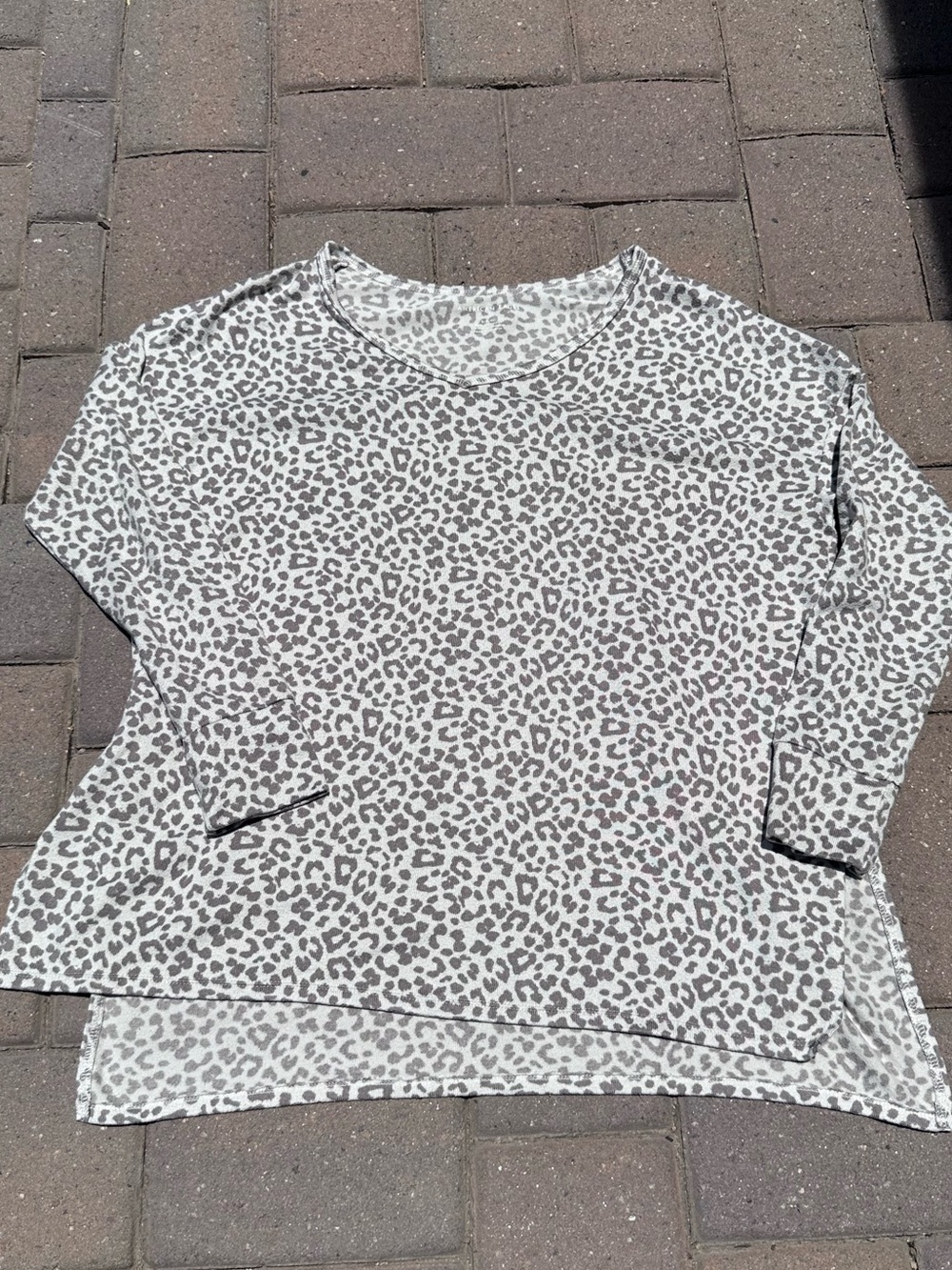 American Eagle Outfitters Leopard Print Top in White and Gray